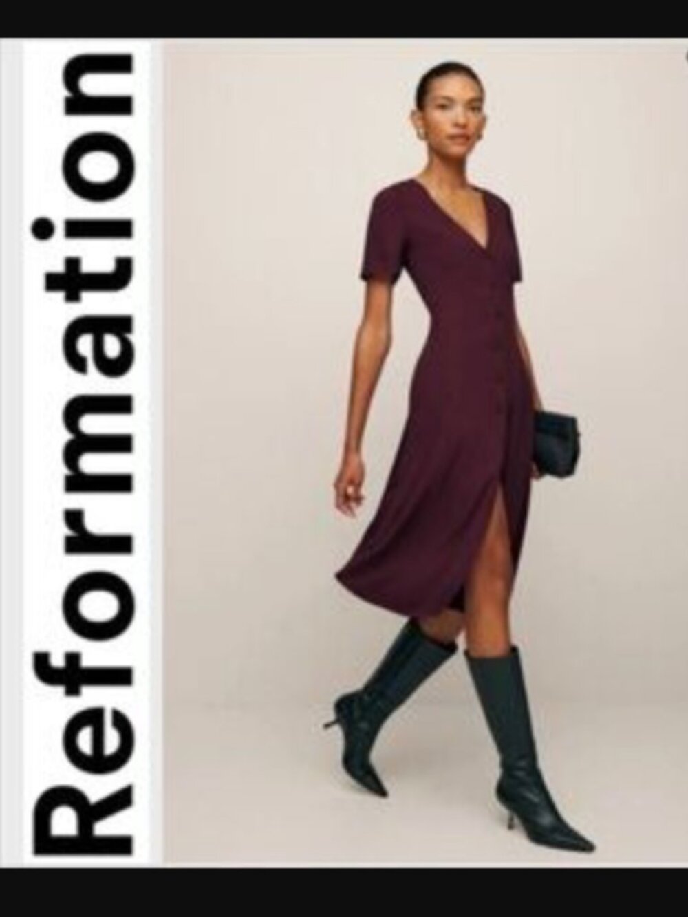 REFORMATION  Locklin Midi Dress Shade Bombay Size 4 Retail $198.00